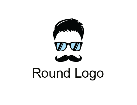 negative spacing with moustache and hair wearing sunglasses