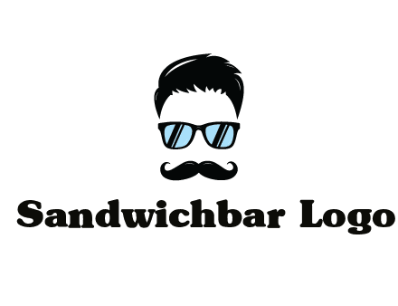 negative spacing with moustache and hair wearing sunglasses
