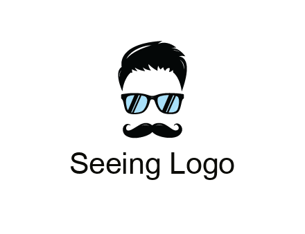 negative spacing with moustache and hair wearing sunglasses