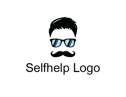 negative spacing with moustache and hair wearing sunglasses