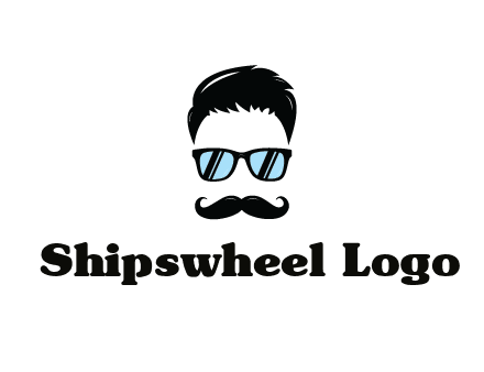 negative spacing with moustache and hair wearing sunglasses