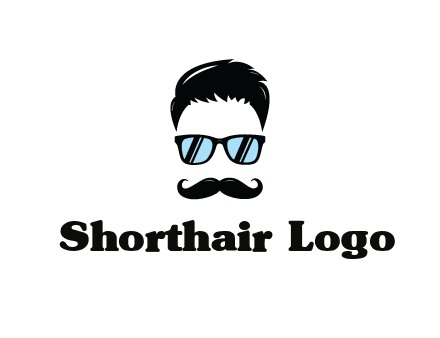 negative spacing with moustache and hair wearing sunglasses