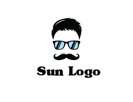 negative spacing with moustache and hair wearing sunglasses