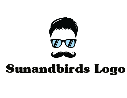 negative spacing with moustache and hair wearing sunglasses