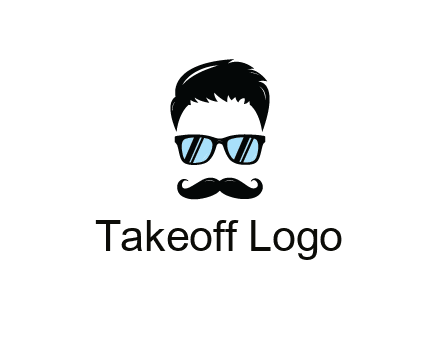 negative spacing with moustache and hair wearing sunglasses