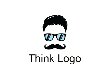 negative spacing with moustache and hair wearing sunglasses