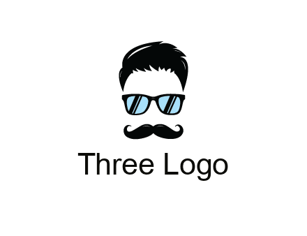 negative spacing with moustache and hair wearing sunglasses