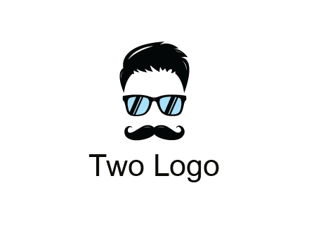negative spacing with moustache and hair wearing sunglasses