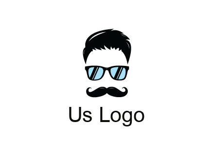 negative spacing with moustache and hair wearing sunglasses
