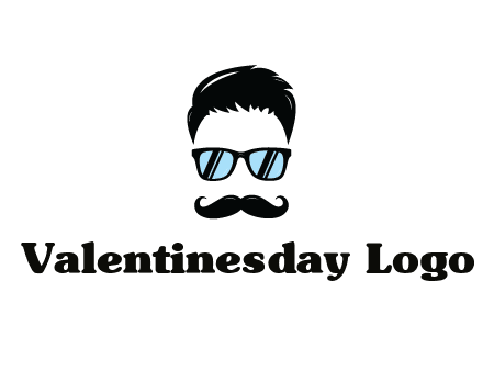 negative spacing with moustache and hair wearing sunglasses