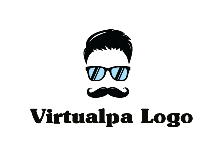 negative spacing with moustache and hair wearing sunglasses