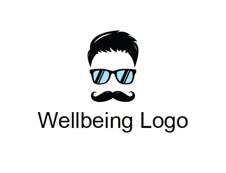 negative spacing with moustache and hair wearing sunglasses
