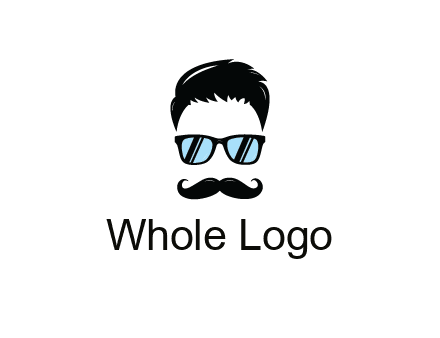 negative spacing with moustache and hair wearing sunglasses