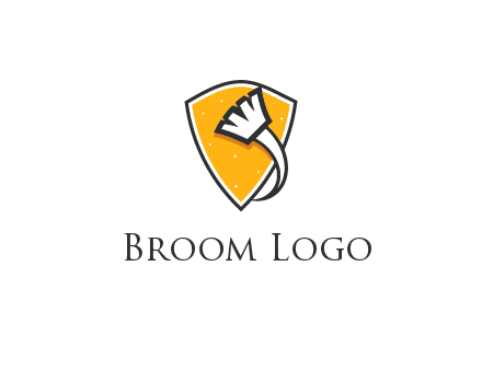 curved broomstick around shield