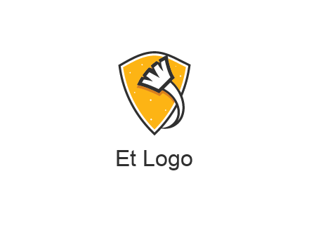 curved broomstick around shield