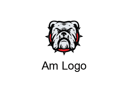 bulldog face with spiky collar