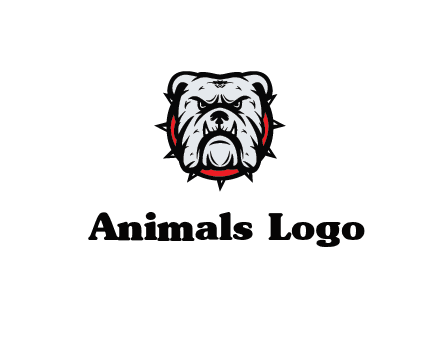 bulldog face with spiky collar