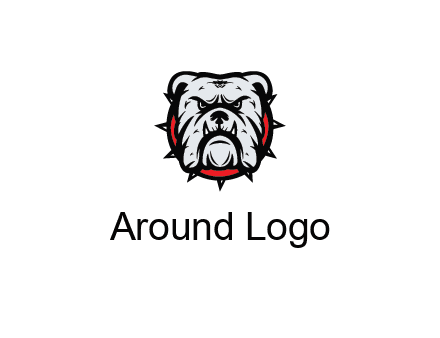 bulldog face with spiky collar