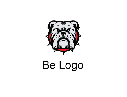 bulldog face with spiky collar