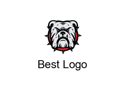 bulldog face with spiky collar
