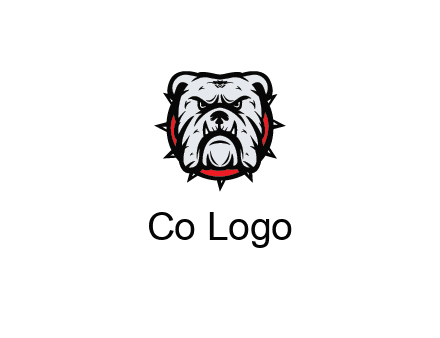 bulldog face with spiky collar