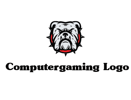 bulldog face with spiky collar