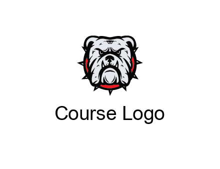 bulldog face with spiky collar