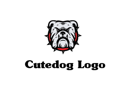 bulldog face with spiky collar