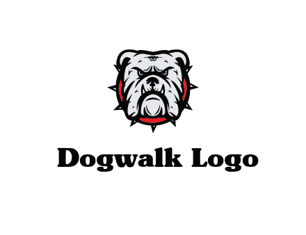 bulldog face with spiky collar