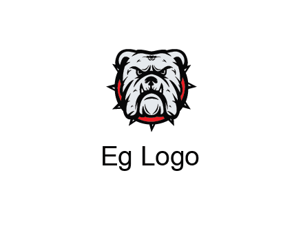 bulldog face with spiky collar