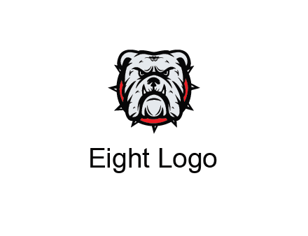 bulldog face with spiky collar