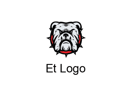 bulldog face with spiky collar