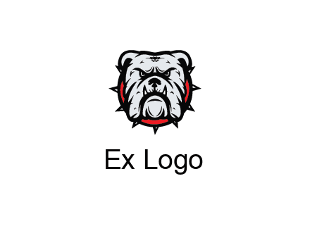 bulldog face with spiky collar