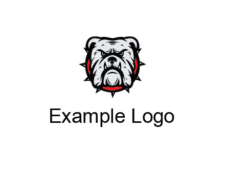 bulldog face with spiky collar
