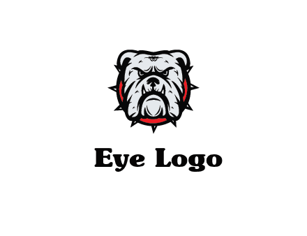 bulldog face with spiky collar