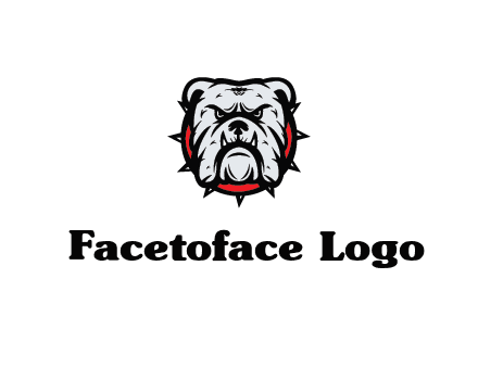 bulldog face with spiky collar