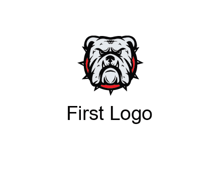 bulldog face with spiky collar