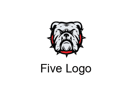 bulldog face with spiky collar