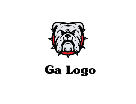 bulldog face with spiky collar