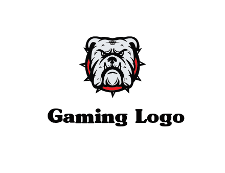 bulldog face with spiky collar