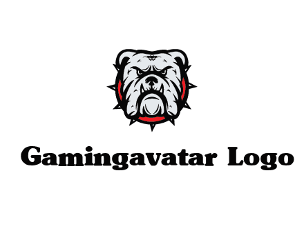 bulldog face with spiky collar