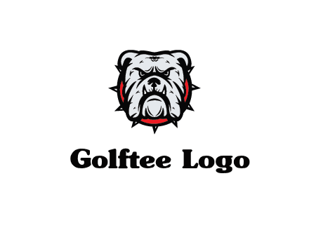 bulldog face with spiky collar