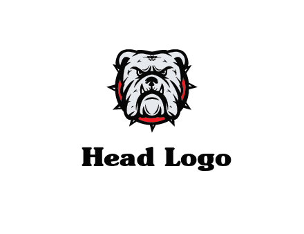 bulldog face with spiky collar
