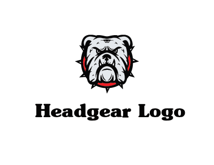bulldog face with spiky collar