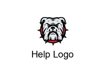 bulldog face with spiky collar