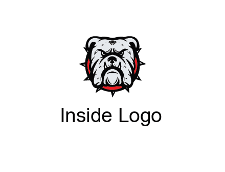 bulldog face with spiky collar