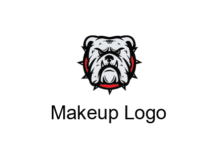 bulldog face with spiky collar