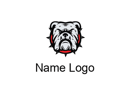 bulldog face with spiky collar