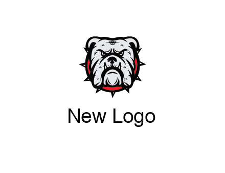 bulldog face with spiky collar