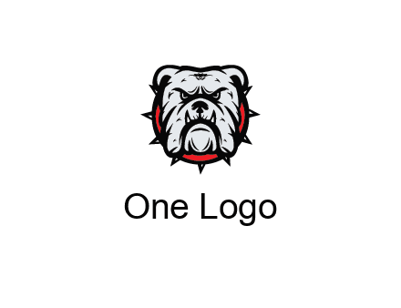 bulldog face with spiky collar